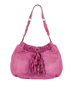 Fringe Shoulder Bag , Leather, Pink, MIL, DB, 2*